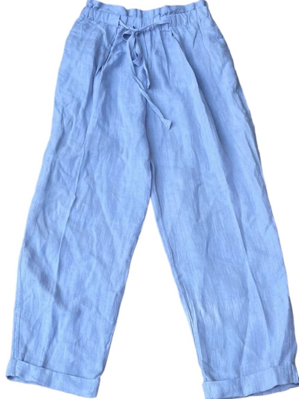 Free People Only Over You Tie Waist Linen Paper Bag Trouser - size XS